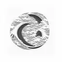 half-moon wave frame  hokusai  and angry black Dragon  tattoo tattoo design idea