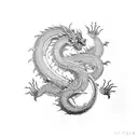 half-moon wave frame  hokusai  and angry black Dragon  tattoo tattoo design idea