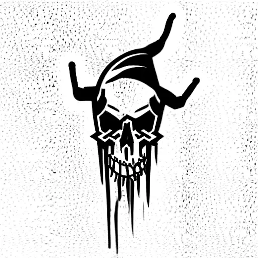 skull, death, horns, razor sharp teeth tattoo design idea