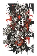 blessed written and flame  tattoo design idea
