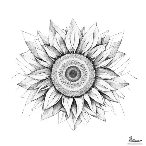 sunflower with breast cancer ribbon eagle mountains tattoo design idea