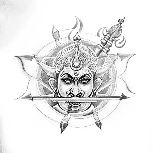 Mahadev with trident tattoo design idea