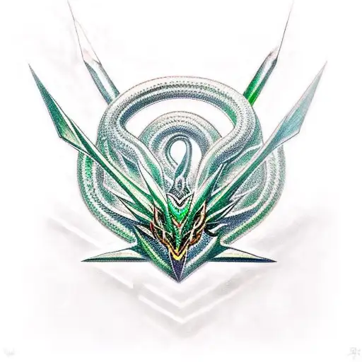 combination of rayquaza and quetzalcoatl tattoo design idea
