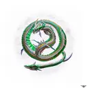 combination of rayquaza and quetzalcoatl tattoo design idea