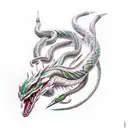 combination of rayquaza and quetzalcoatl tattoo design idea