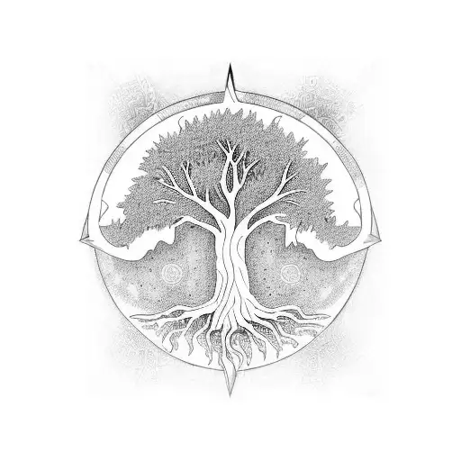 kabbalah tree of life with corrosponding symbols hidden tattoo design idea