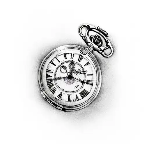 Realism "Pocket Watch" Tattoo Idea BlackInk AI