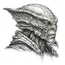 Create a dotwork portrait of Ivan from Alien Stage with a cosmic background tattoo design idea