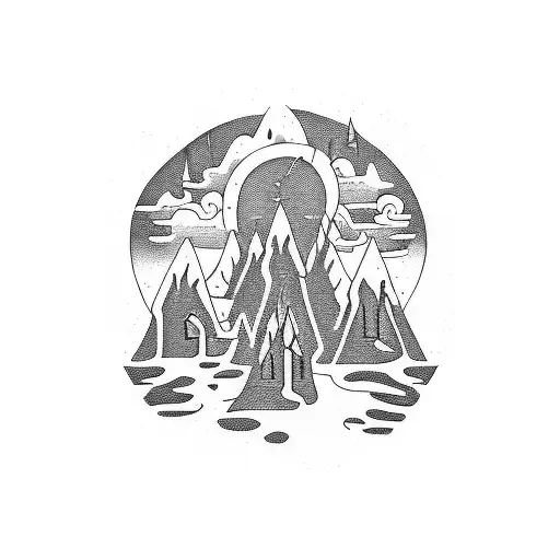 mountain cemetery  tattoo design idea