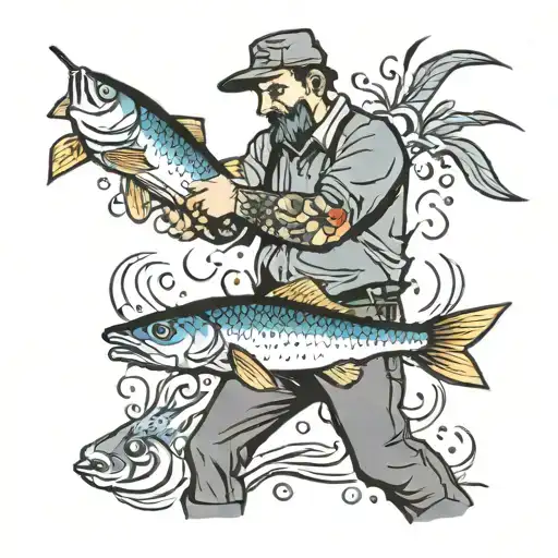 man punching a fish at the bar  tattoo design idea