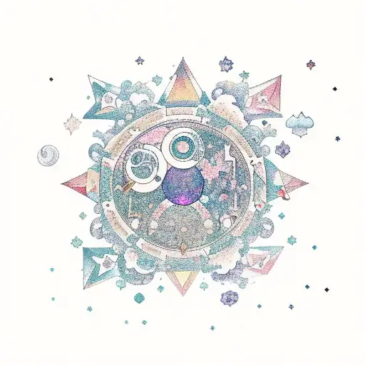 Leo and Aquarius, surrounded by small stars and the names Luca and Laura in one of the stars tattoo design idea