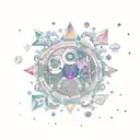 Leo and Aquarius, surrounded by small stars and the names Luca and Laura in one of the stars tattoo design idea