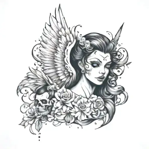 angel dust being painted tattoo design idea