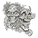 comedy, tragedy, fiction tattoo design idea