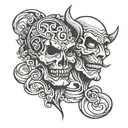 comedy, tragedy, fiction tattoo design idea