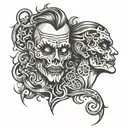 comedy, tragedy, fiction tattoo design idea