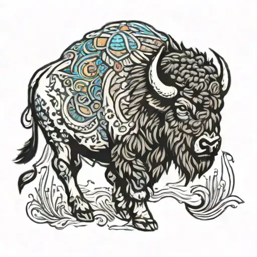 bison tattoo design idea