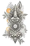 Design a tattoo blending elements of chakras, nature, and spirituality to evoke a sense of divine tranquility tattoo design idea