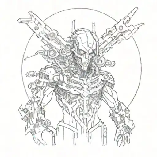 A cyberpunk necromancer tattoo design idea