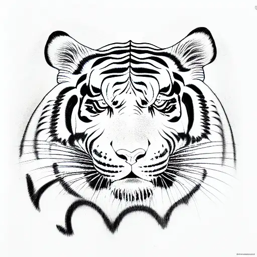 black and white tiger from the side tattoo design idea