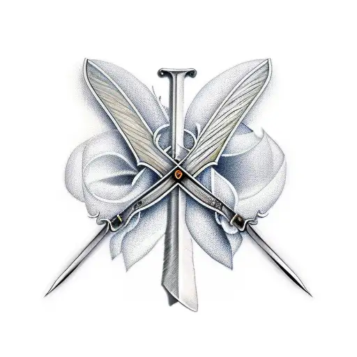 Sword and butterfly  tattoo design idea