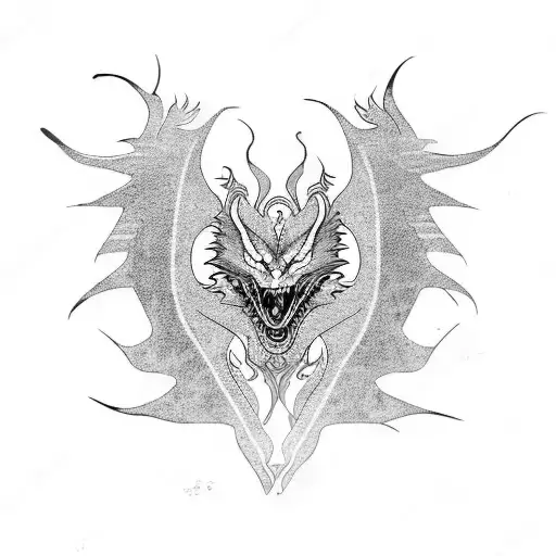 Dragon. Wolf. Background a rising phoenix tattoo design idea
