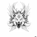 Dragon. Wolf. Background a rising phoenix tattoo design idea