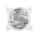 Dragon. Wolf. Background a rising phoenix tattoo design idea