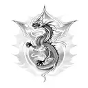 Dragon. Wolf. Background a rising phoenix tattoo design idea