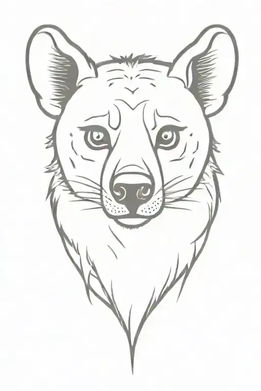 hyena head looking to the right in a half heart shaped lock tattoo design idea