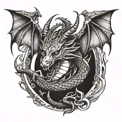 dragon, taurus zodiac, life goes tattoo design idea