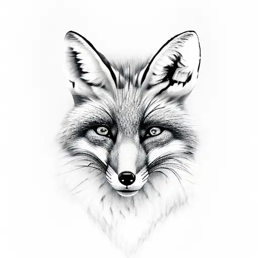 fox with skull exposed tattoo design idea