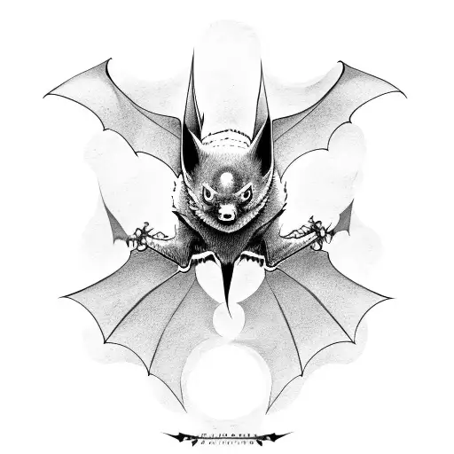 Black and Grey "Upside Down Bat" Tattoo Idea BlackInk AI