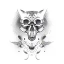 fox with skull exposed tattoo design idea