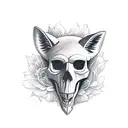 fox with skull exposed tattoo design idea
