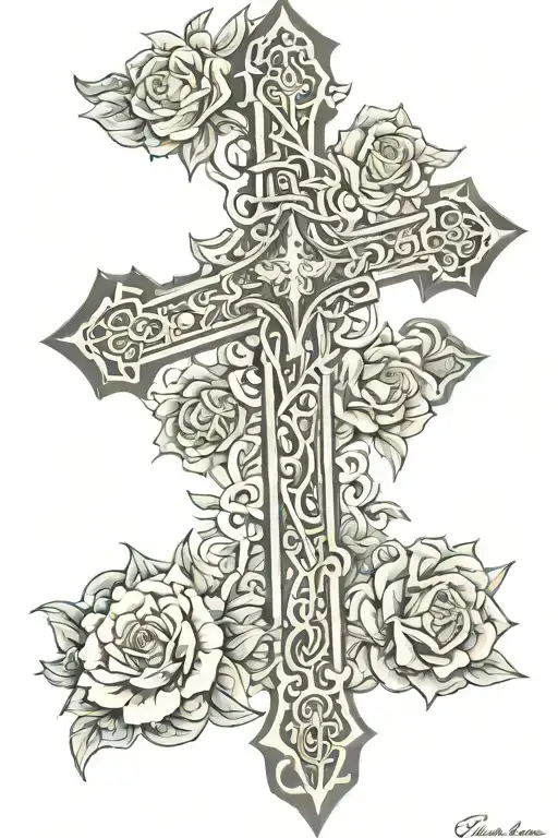 religious cross tattoo design idea