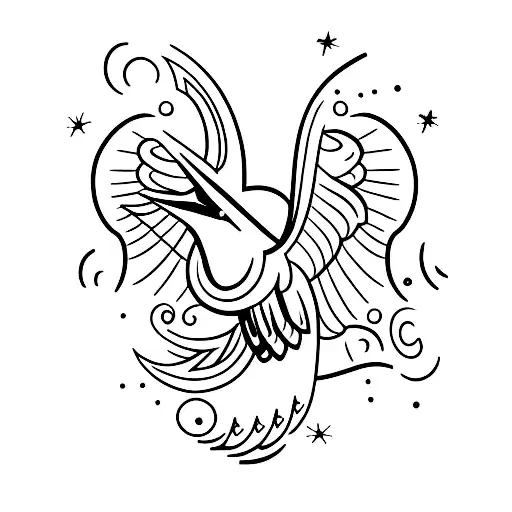 A minimalist tattoo of a bird perched on a church steeple tattoo design idea