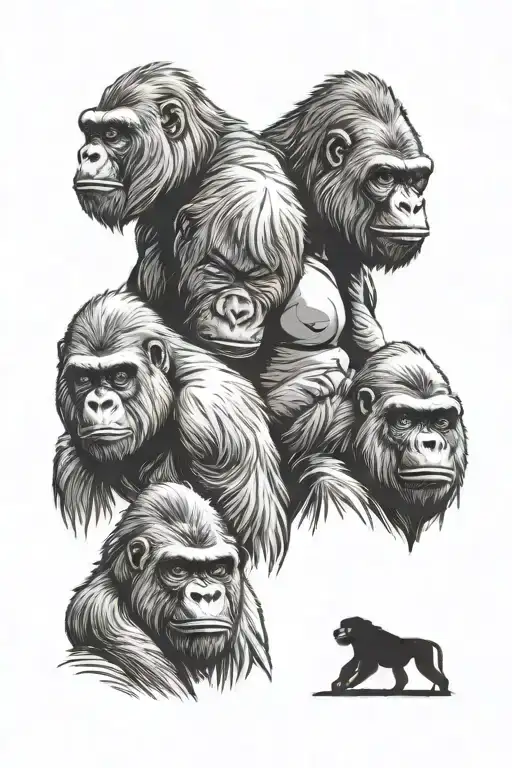 Gorilla family hiking tattoo design idea