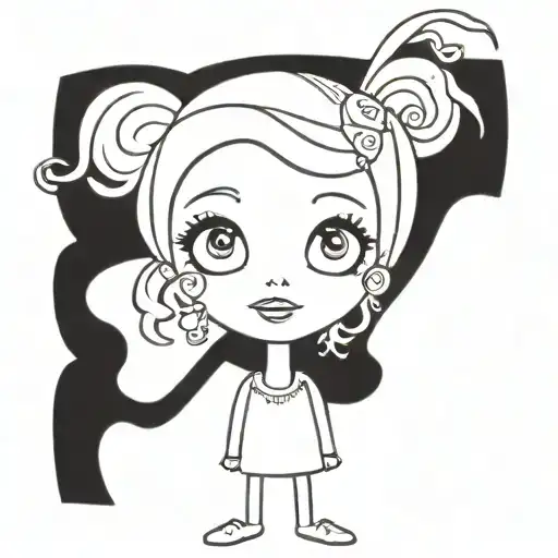 polly pocket toy, tim burton characters incorporated tattoo design idea
