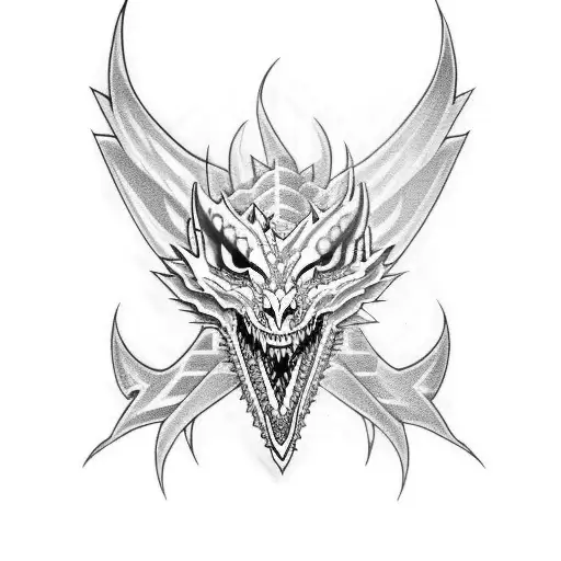 runic blue eyes white dragon tattoo design idea