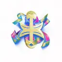 Christian Cross with bow tie tattoo design idea