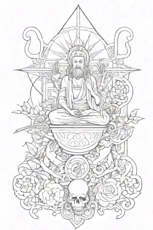 trust to the god and being thanksful to the all things tattoo design idea