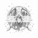 gem with thunder bolt tattoo design idea