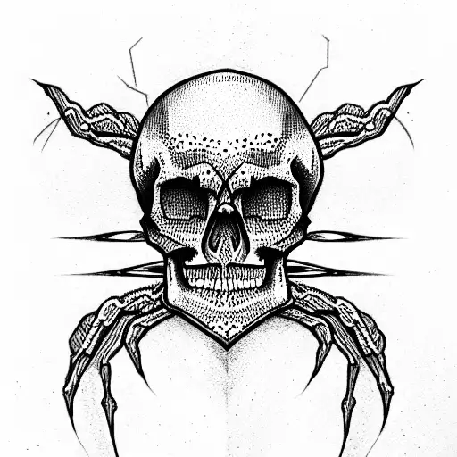 skull and spider tattoo design idea