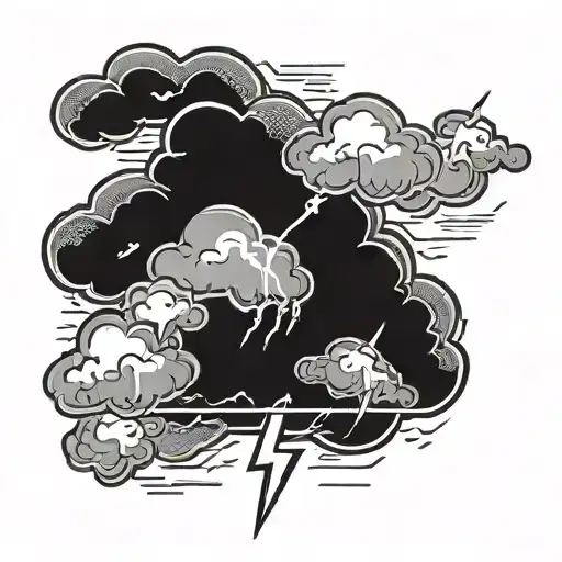 storm cloud with lightning bolt striking tattoo design idea