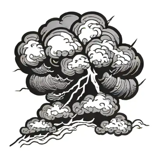 storm cloud with lightning bolt striking tattoo design idea