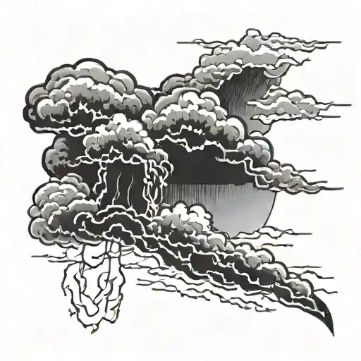 storm cloud with lightning bolt striking tattoo design idea