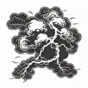storm cloud with lightning bolt striking tattoo design idea