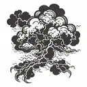 storm cloud with lightning bolt striking tattoo design idea