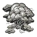 storm cloud with lightning bolt striking tattoo design idea